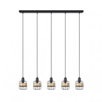 Distribuidor - Lâmpadas Diversas | Lâmpadas Modernas | REGLETA ZENDA 5XE14 FORJA/RATAN REGX94X10 CM Ref: 190595009